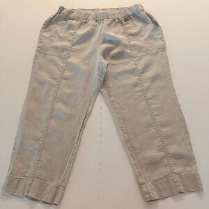 Ellen Tracy Womens 100% Linen Crop Capri Pants Sz L Resort Casual Coastal Travel
